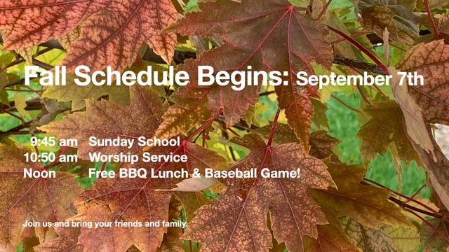 Fall Schedule Begins Sep 7